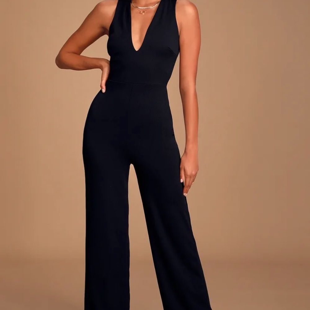 Lulus Thinking Out Loud Black Backless Jumpsuit
